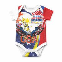 Filipino American History Month Baby Onesie USA with Elements of Philippines Design