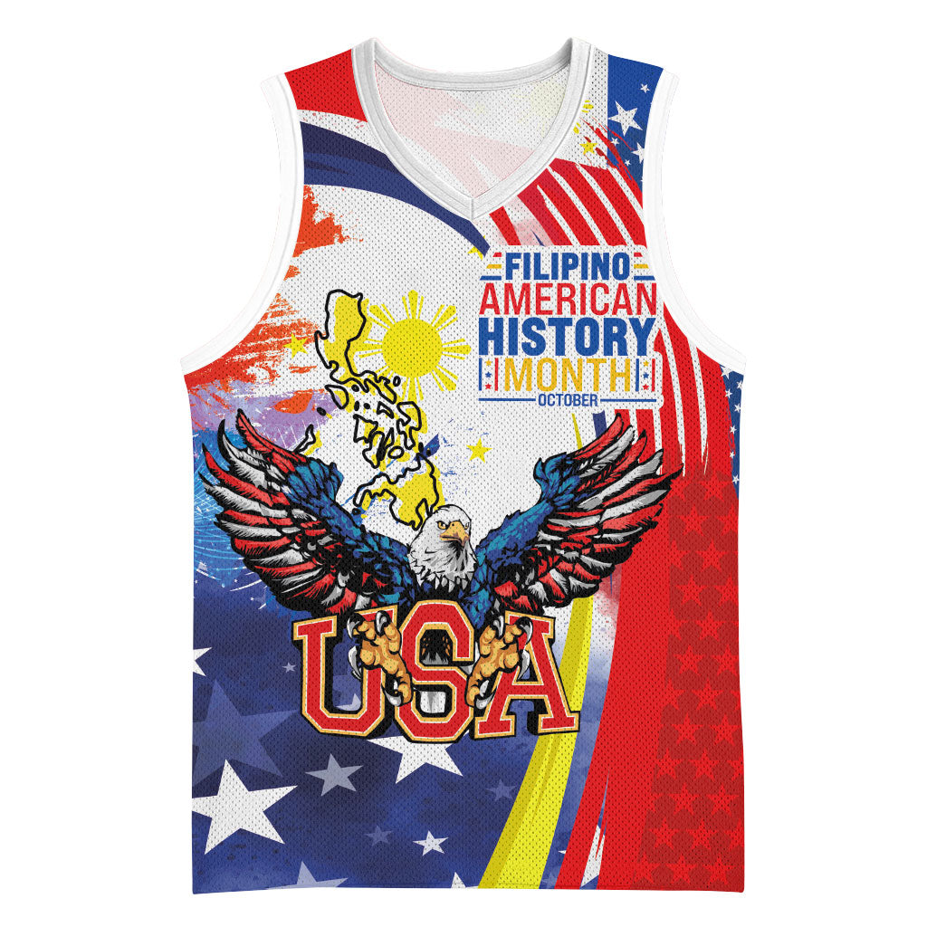 Filipino American History Month Basketball Jersey USA with Elements of Philippines Design