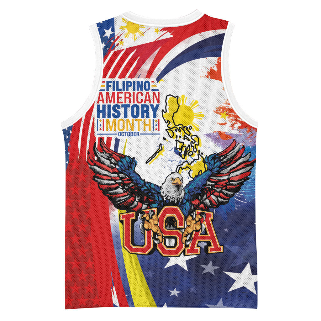 Filipino American History Month Basketball Jersey USA with Elements of Philippines Design