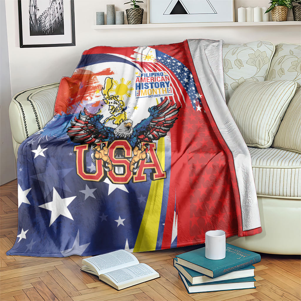 Filipino American History Month Blanket USA with Elements of Philippines Design