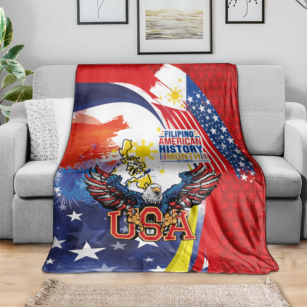 Filipino American History Month Blanket USA with Elements of Philippines Design