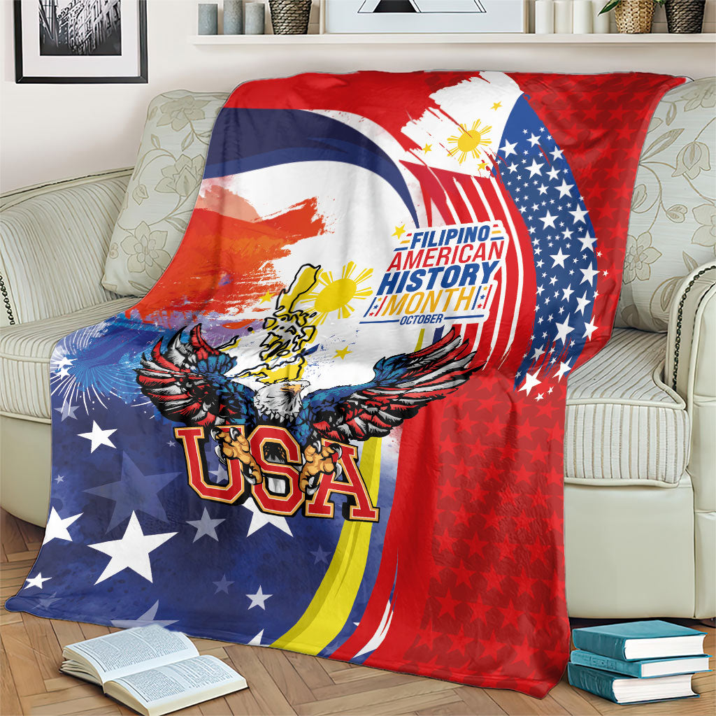 Filipino American History Month Blanket USA with Elements of Philippines Design