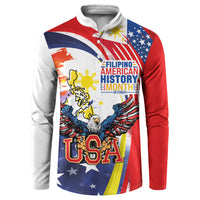 Filipino American History Month Button Sweatshirt USA with Elements of Philippines Design