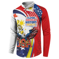 Filipino American History Month Button Sweatshirt USA with Elements of Philippines Design