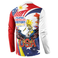 Filipino American History Month Button Sweatshirt USA with Elements of Philippines Design