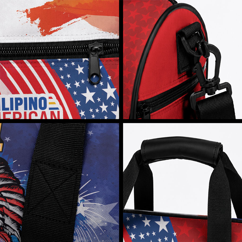 Filipino American History Month Duffle Bag USA with Elements of Philippines Design