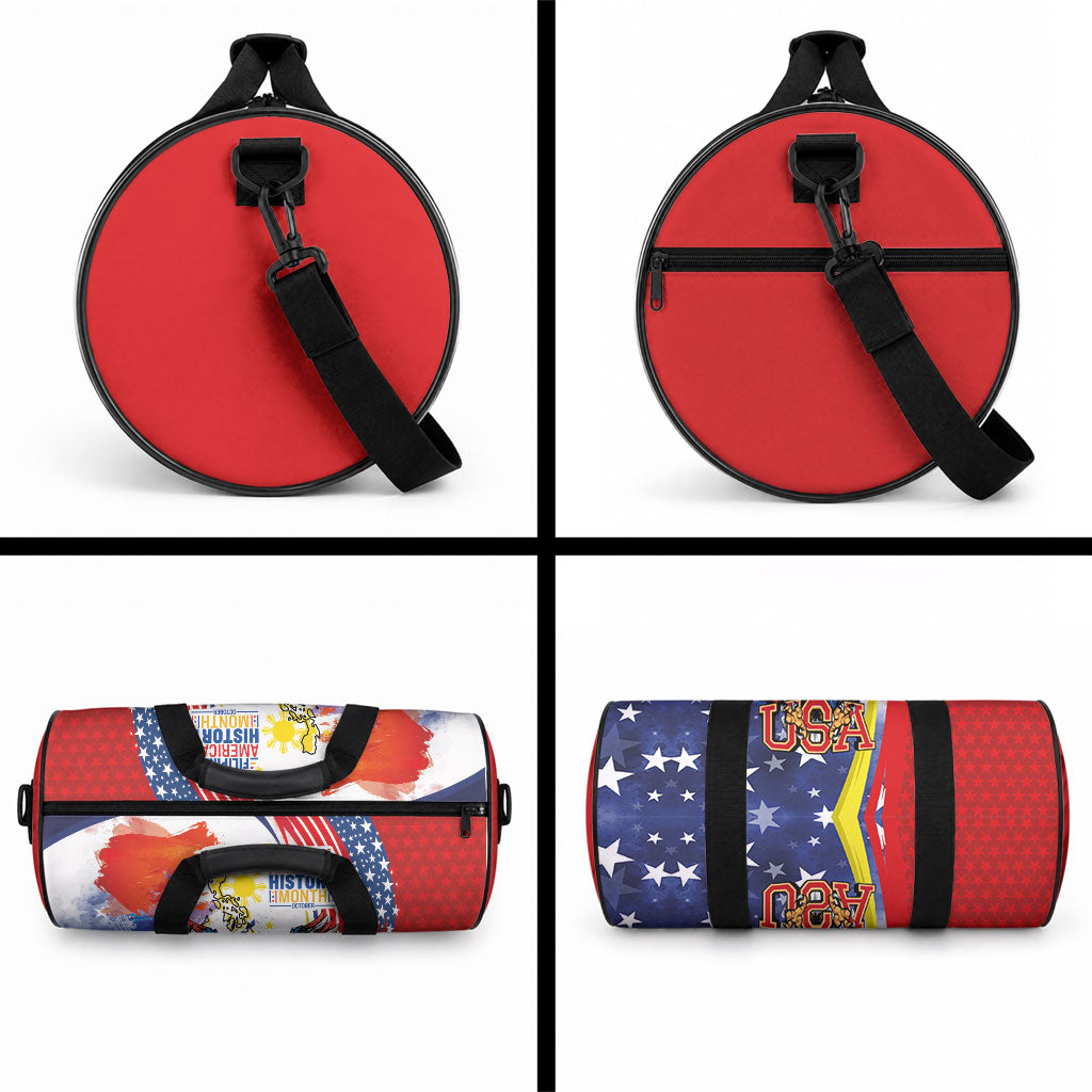 Filipino American History Month Duffle Bag USA with Elements of Philippines Design