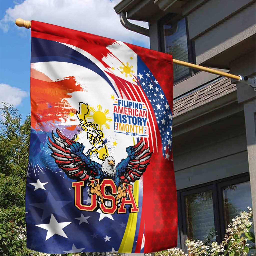 Filipino American History Month Garden Flag USA with Elements of Philippines Design