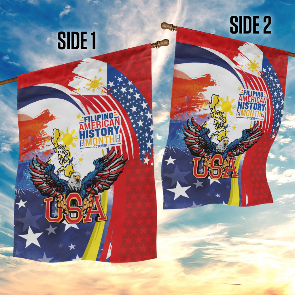 Filipino American History Month Garden Flag USA with Elements of Philippines Design