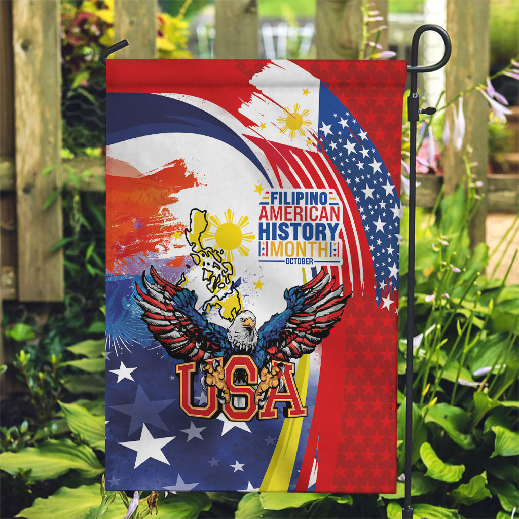 Filipino American History Month Garden Flag USA with Elements of Philippines Design