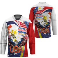 Filipino American History Month Hockey Jersey USA with Elements of Philippines Design