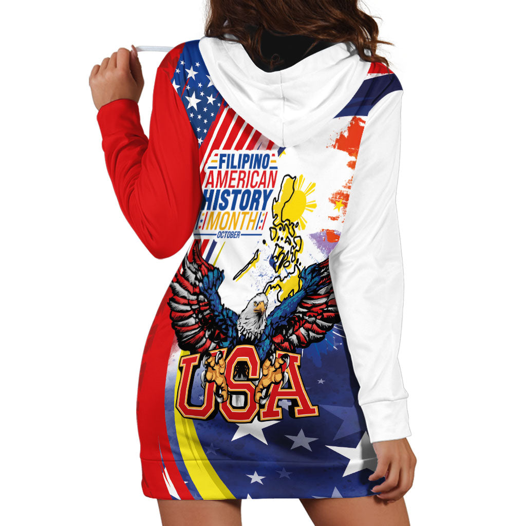 Filipino American History Month Hoodie Dress USA with Elements of Philippines Design