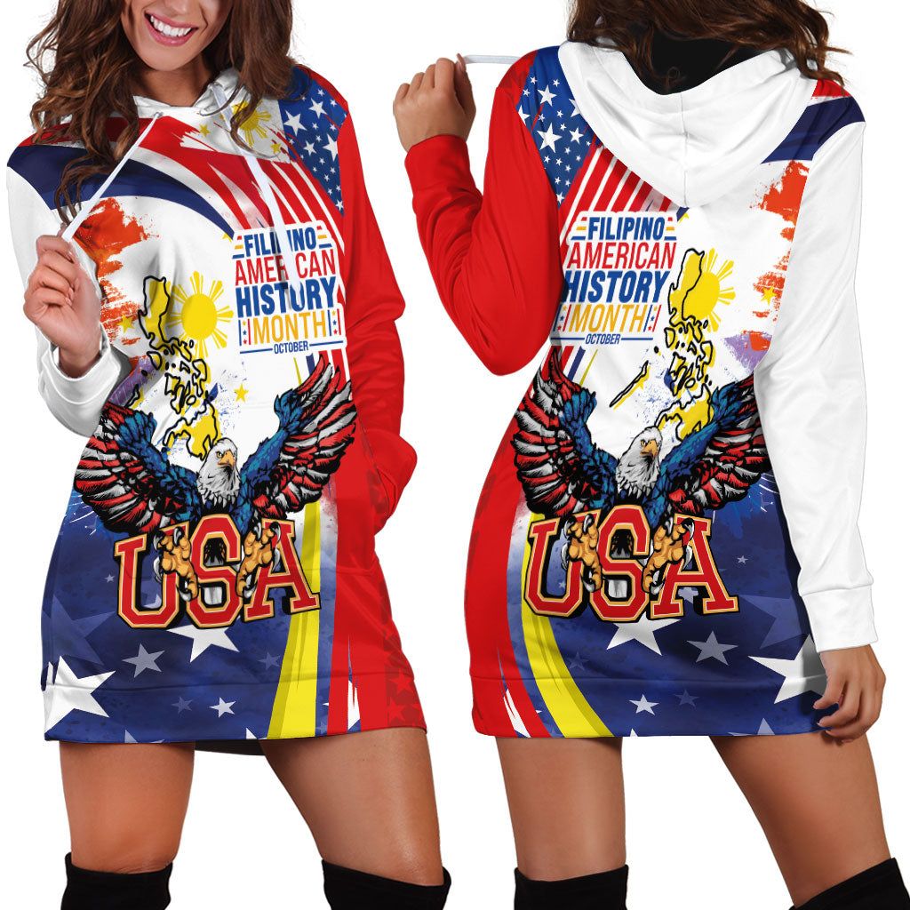 Filipino American History Month Hoodie Dress USA with Elements of Philippines Design