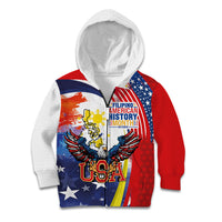 Filipino American History Month Kid Hoodie USA with Elements of Philippines Design