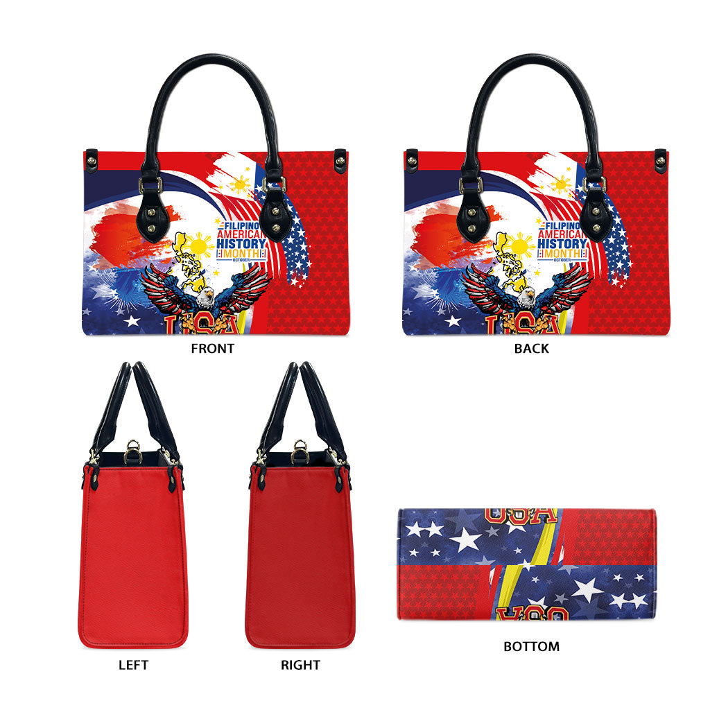Filipino American History Month Leather Bag USA with Elements of Philippines Design