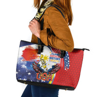 Filipino American History Month Leather Tote Bag USA with Elements of Philippines Design