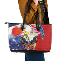 Filipino American History Month Leather Tote Bag USA with Elements of Philippines Design