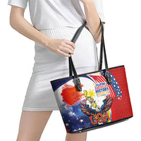 Filipino American History Month Leather Tote Bag USA with Elements of Philippines Design