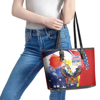 Filipino American History Month Leather Tote Bag USA with Elements of Philippines Design