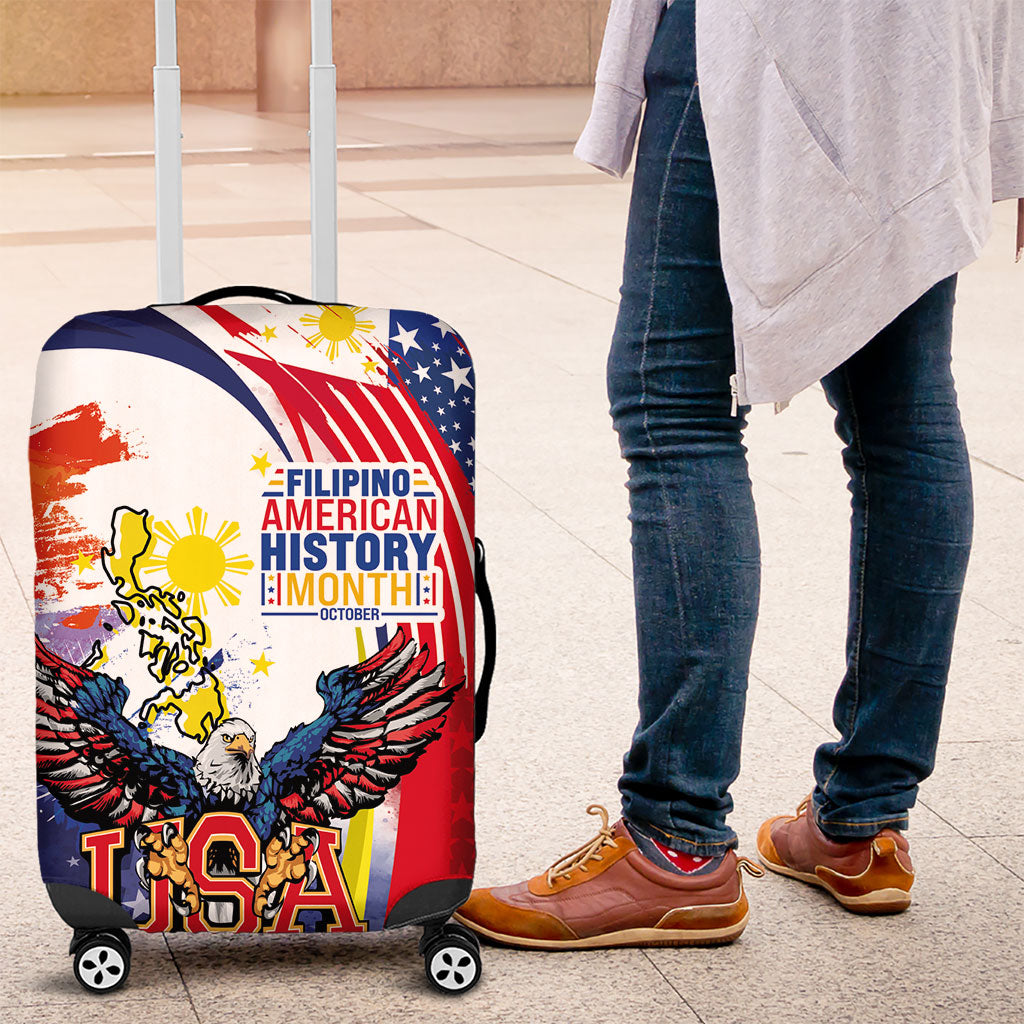 Filipino American History Month Luggage Cover USA with Elements of Philippines Design