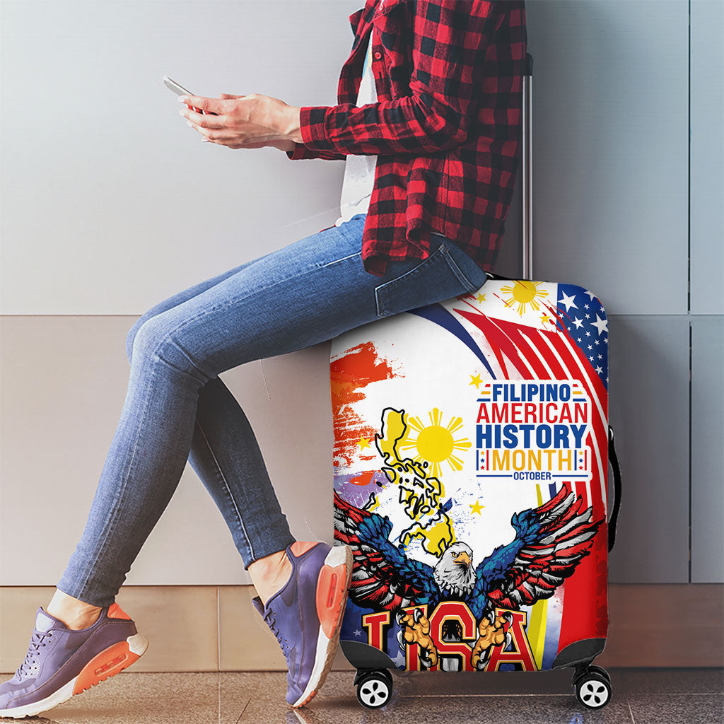 Filipino American History Month Luggage Cover USA with Elements of Philippines Design