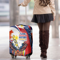 Filipino American History Month Luggage Cover USA with Elements of Philippines Design
