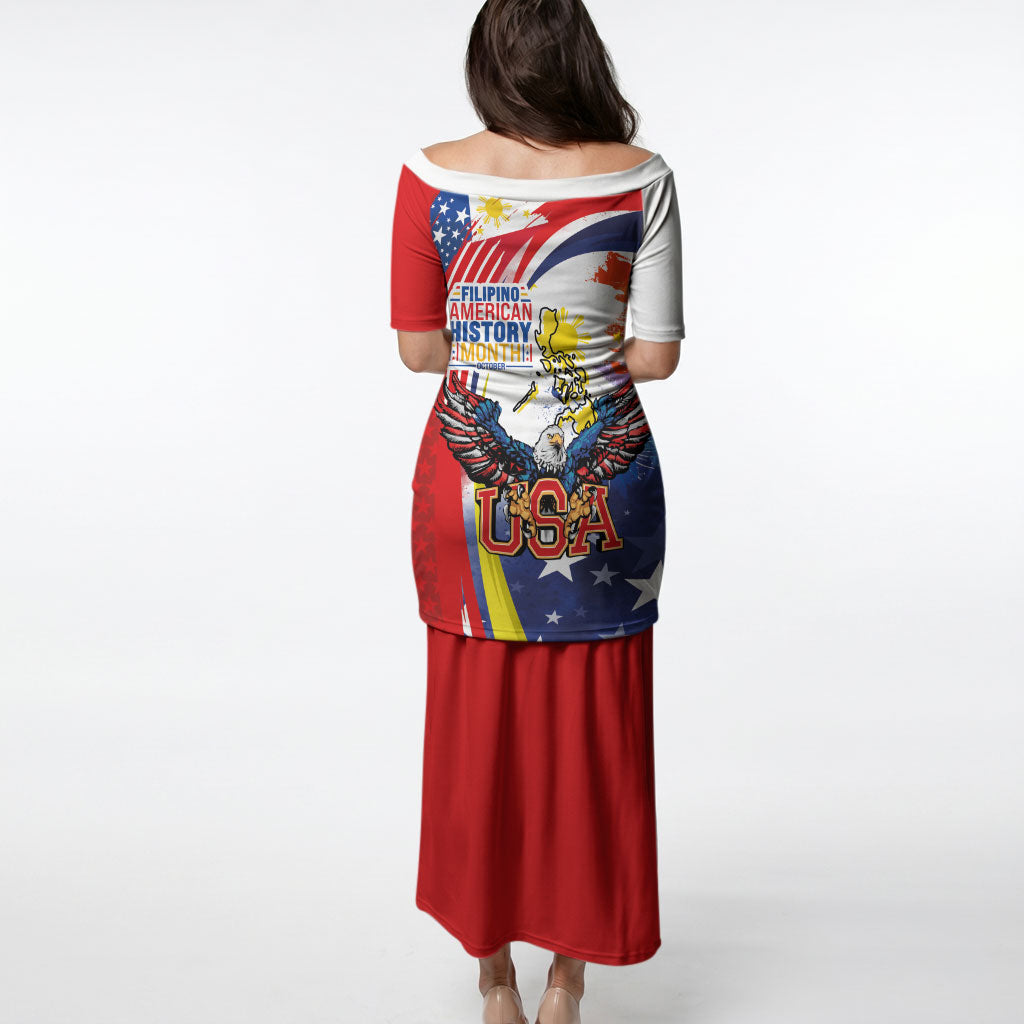 Filipino American History Month Puletasi USA with Elements of Philippines Design