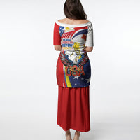 Filipino American History Month Puletasi USA with Elements of Philippines Design