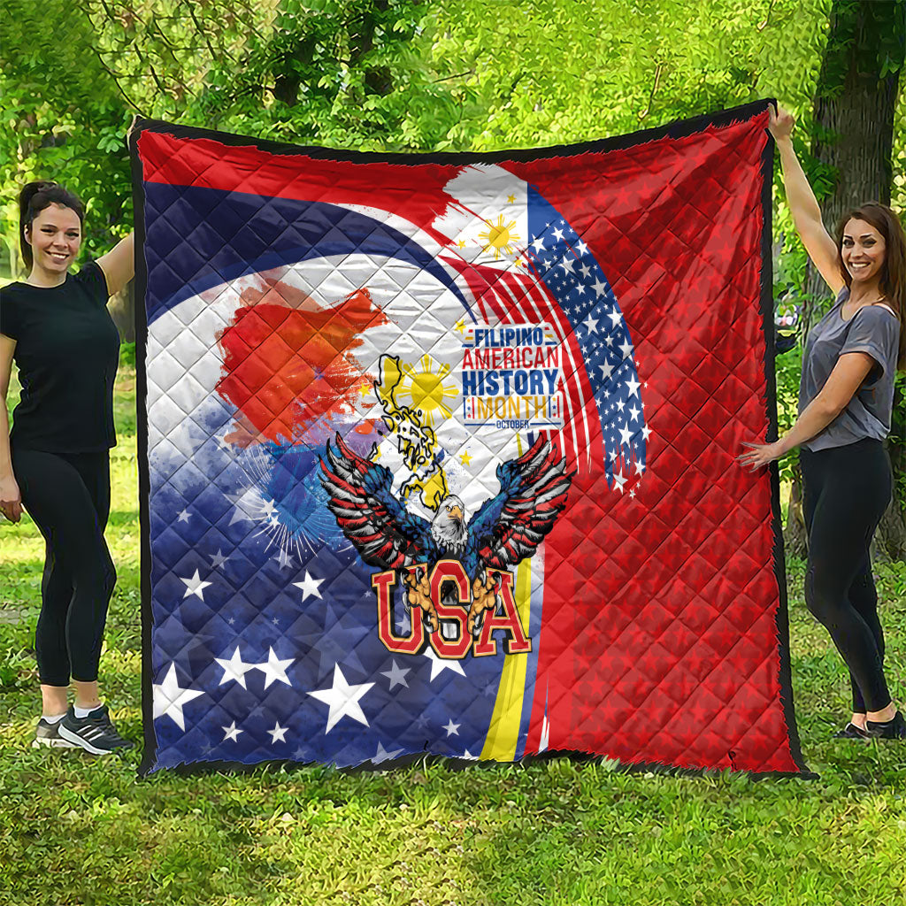 Filipino American History Month Quilt USA with Elements of Philippines Design
