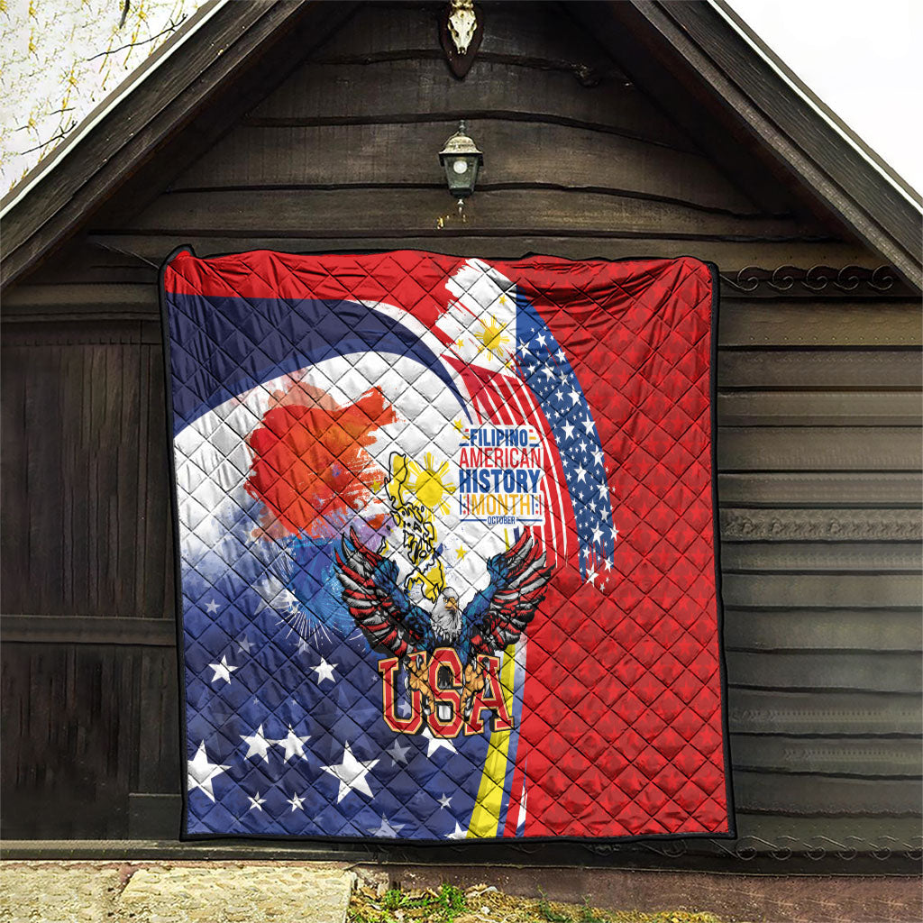 Filipino American History Month Quilt USA with Elements of Philippines Design