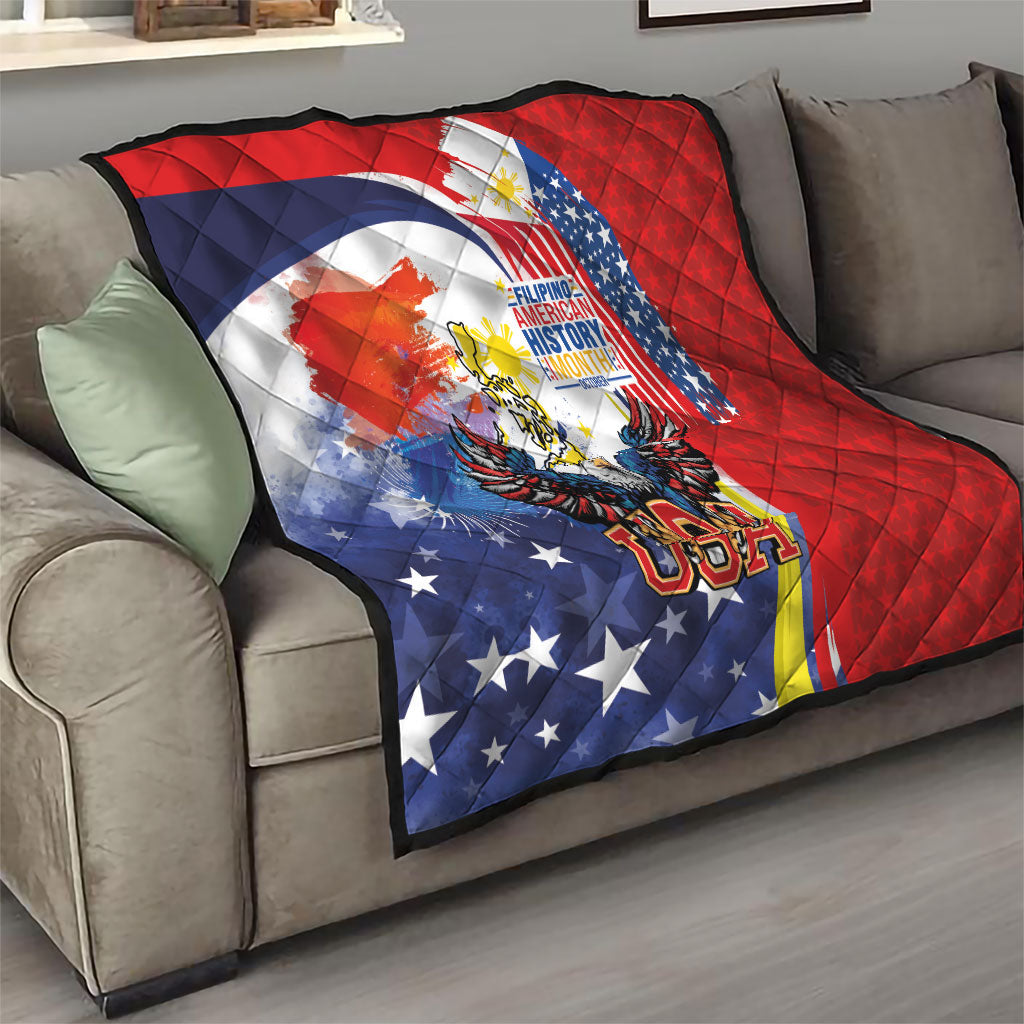 Filipino American History Month Quilt USA with Elements of Philippines Design