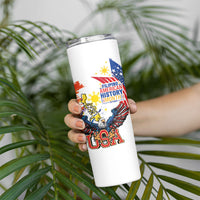 Filipino American History Month Skinny Tumbler USA with Elements of Philippines Design