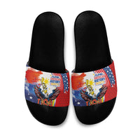 Filipino American History Month Slide Sandals USA with Elements of Philippines Design
