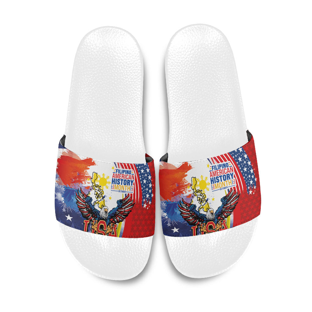 Filipino American History Month Slide Sandals USA with Elements of Philippines Design