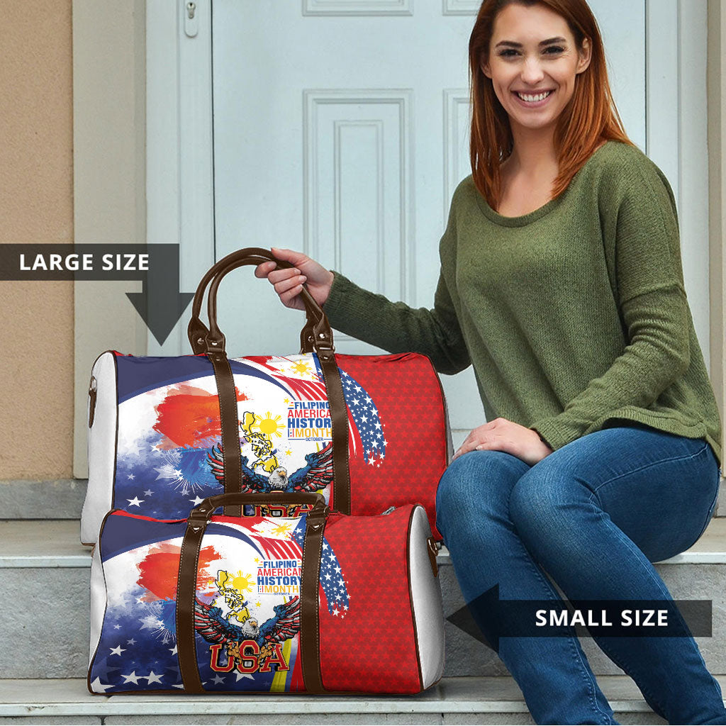 Filipino American History Month Travel Bag USA with Elements of Philippines Design