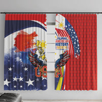 Filipino American History Month Window Curtain USA with Elements of Philippines Design
