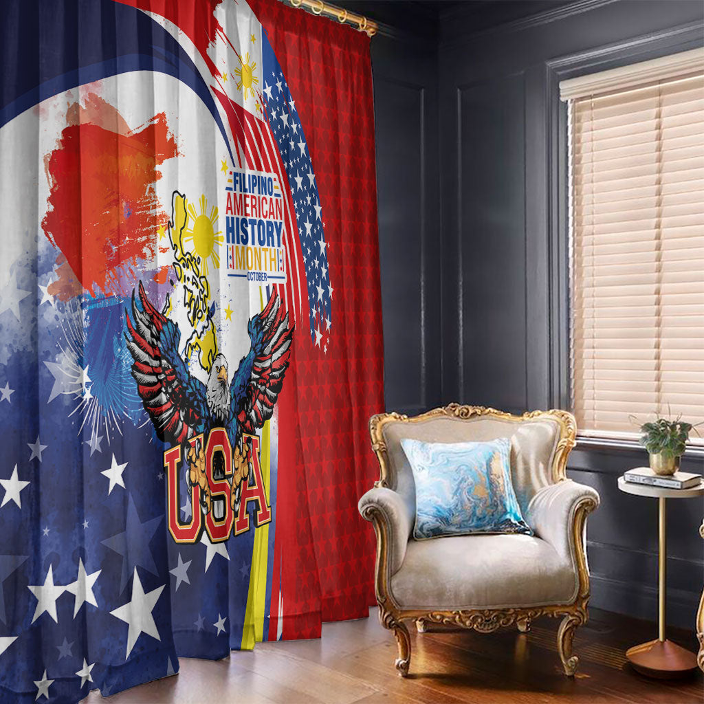 Filipino American History Month Window Curtain USA with Elements of Philippines Design