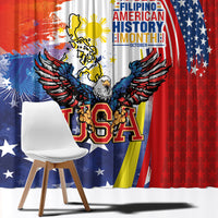 Filipino American History Month Window Curtain USA with Elements of Philippines Design