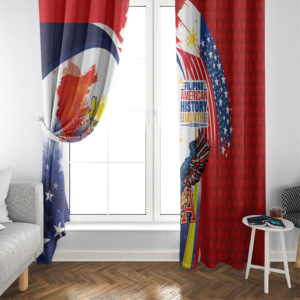 Filipino American History Month Window Curtain USA with Elements of Philippines Design