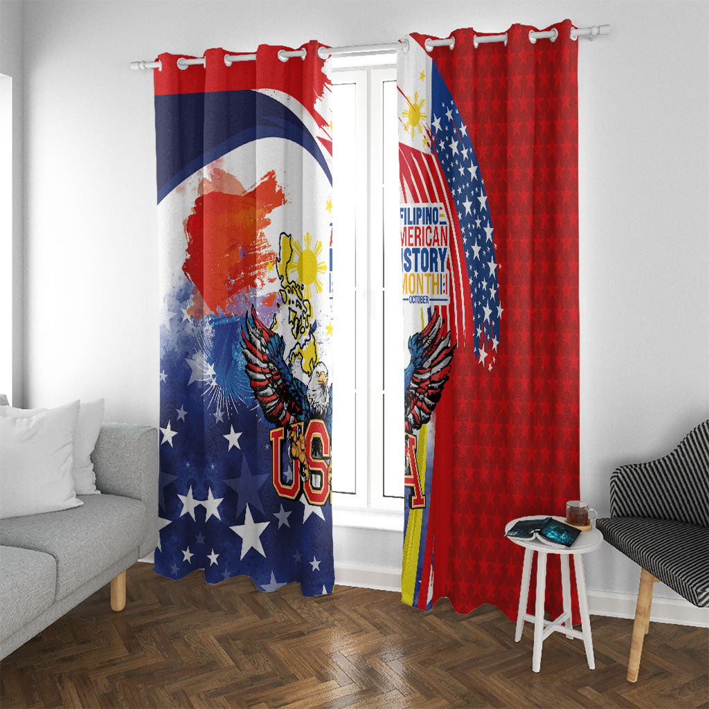 Filipino American History Month Window Curtain USA with Elements of Philippines Design