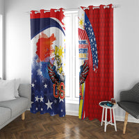 Filipino American History Month Window Curtain USA with Elements of Philippines Design