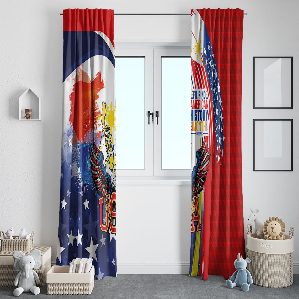 Filipino American History Month Window Curtain USA with Elements of Philippines Design