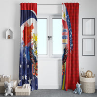 Filipino American History Month Window Curtain USA with Elements of Philippines Design