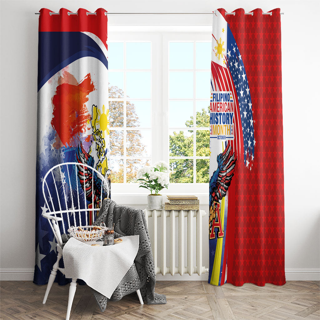 Filipino American History Month Window Curtain USA with Elements of Philippines Design