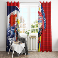 Filipino American History Month Window Curtain USA with Elements of Philippines Design