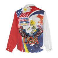 Filipino American History Month Women Casual Shirt USA with Elements of Philippines Design