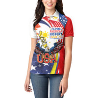 Filipino American History Month Women Polo Shirt USA with Elements of Philippines Design