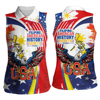 Filipino American History Month Women Sleeveless Polo Shirt USA with Elements of Philippines Design