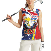 Filipino American History Month Women Sleeveless Polo Shirt USA with Elements of Philippines Design