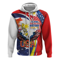 Filipino American History Month Zip Hoodie USA with Elements of Philippines Design